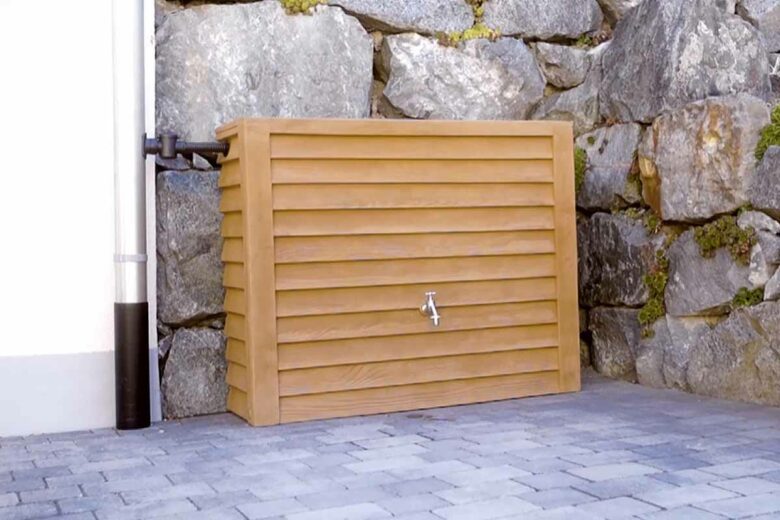 Récupérateur d'eau aérien GARANTIA rectangulaire imitation bois clair, 350 l
