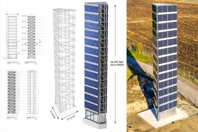 Solar tower dimensions.