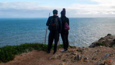 Un couple sans enfant devant la mer.