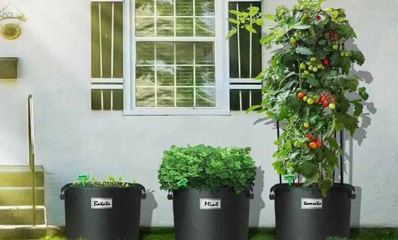 Sacs de plantations non tissés 20 L avec poignée Noir.