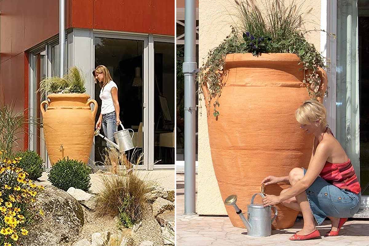 Recuperateurs d'eau de pluie décoratifs