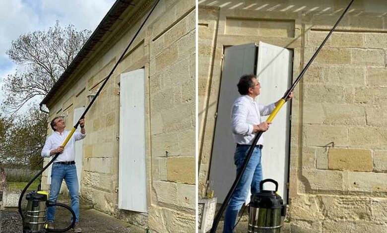 L'invention d'un appareil mécanique qui utilise l'énergie cinétique d’un système d’aspiration domestique ou professionnel pour éliminer les insectes nuisibles tel que le frelon asiatique.