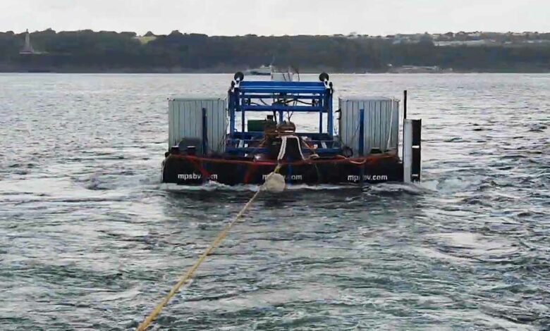 Les tests de l'hydrolienne dans la rade de Brest le 14 décembre 2022.