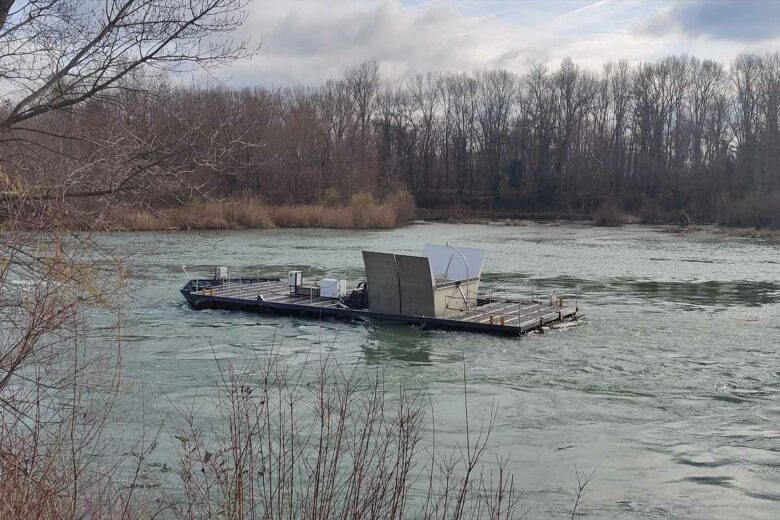 Les premières hydroliennes installées en 2008 (photo de décembre 2020)