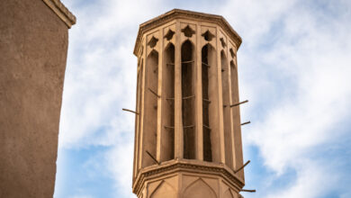 Un badgir, tour de capture du vent à Yazd, Iran.