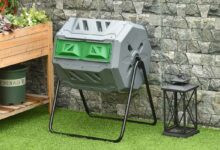 Composteur de jardin rotatif 360° 2 chambres 160 L