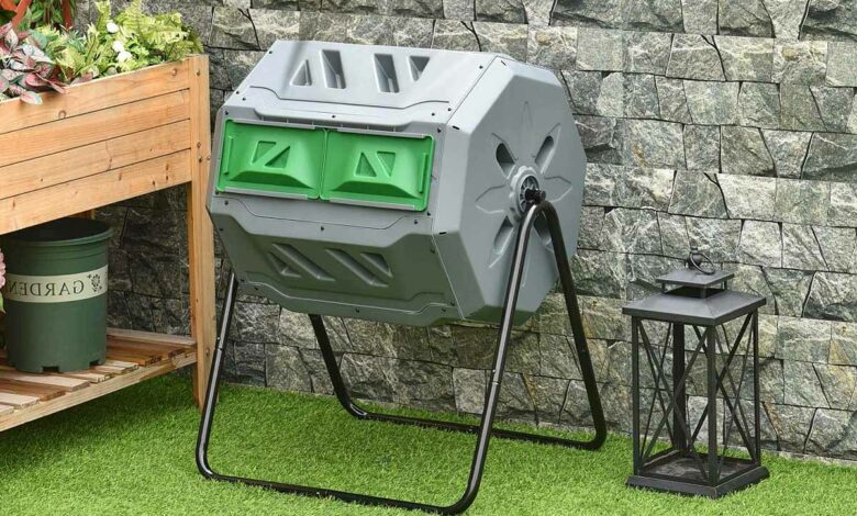 Grand bac à Compost de Jardin, poubelles de 115 gallons, gobelet à Compost,  composteur Rotatif extérieur à 360 °