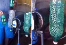 Des bouteilles perforées pour accueillir une bouteille d'eau glacée et la condensation.