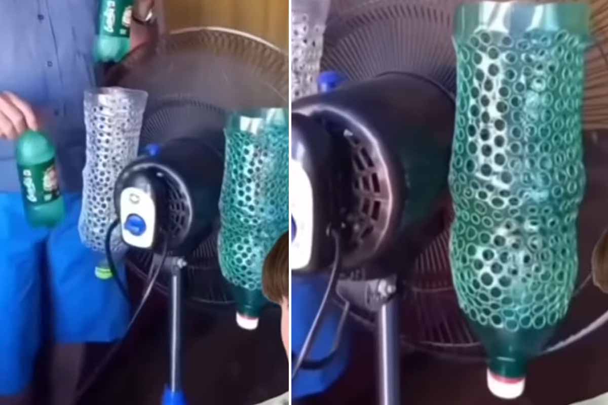 Des bouteilles perforées pour accueillir une bouteille d'eau glacée et la condensation.