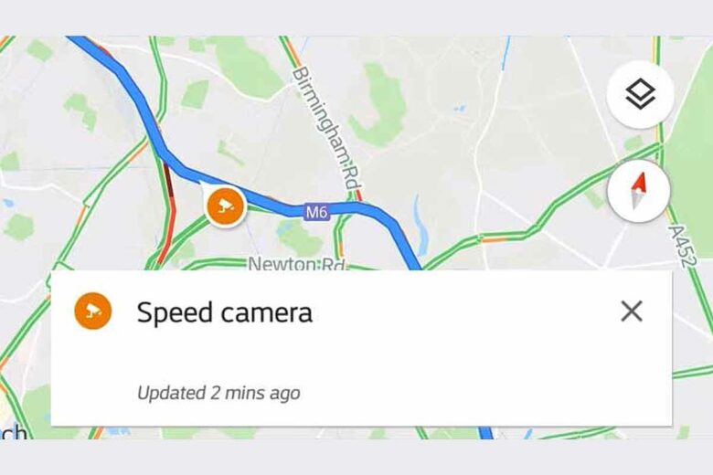 Les radars peuvent être affichés sur Google Map, mais pas en France.