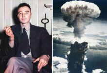 Oppenheimer au Laboratoire national d'Oak Ridge, en 1946 / Nagasaki, au Japon, le 9 août 1945