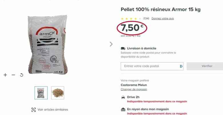 Pellet 100 % résineux Armor 15 kg.