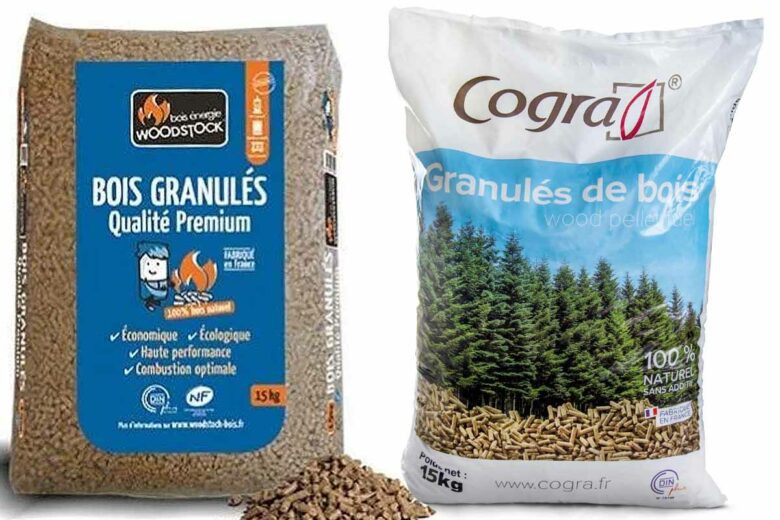 Les pellets Cogra et Woodstock sont à seulement 6,50 euros le sac de 15 kilos.