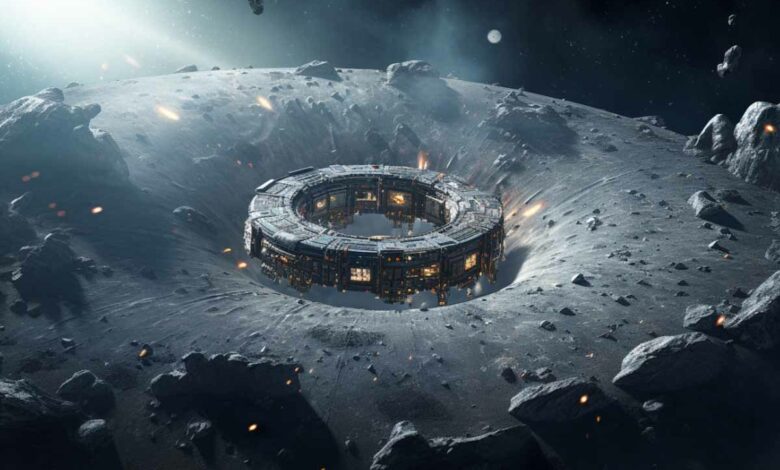 La construction d'une base spatiale sur un astéroïde.