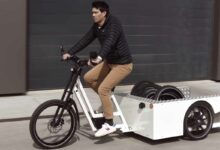 Un vélo cargo fabriqué par la société de mobilité suisse Shematic.