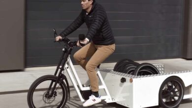 Un vélo cargo fabriqué par la société de mobilité suisse Shematic.