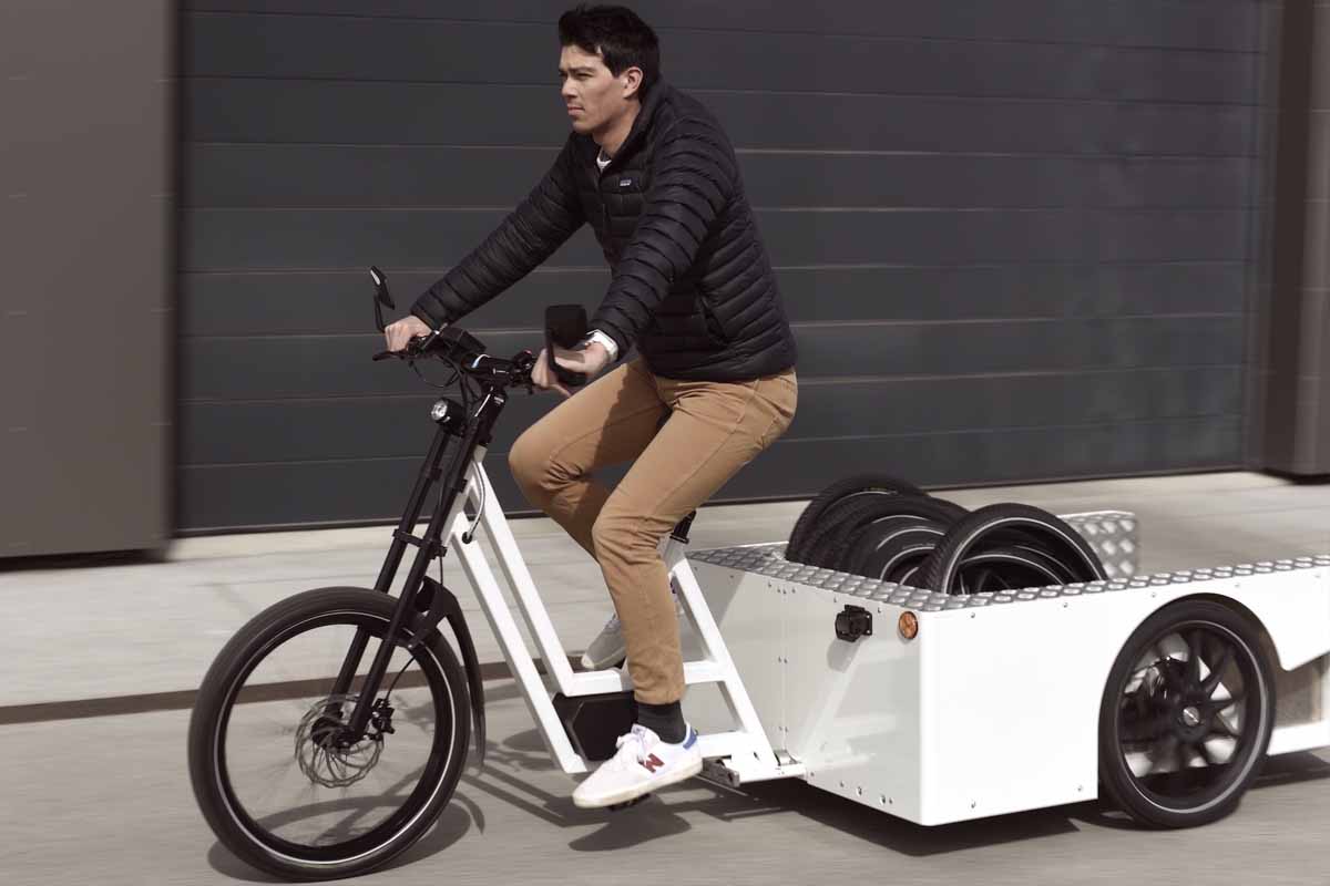 Un vélo cargo fabriqué par la société de mobilité suisse Shematic.