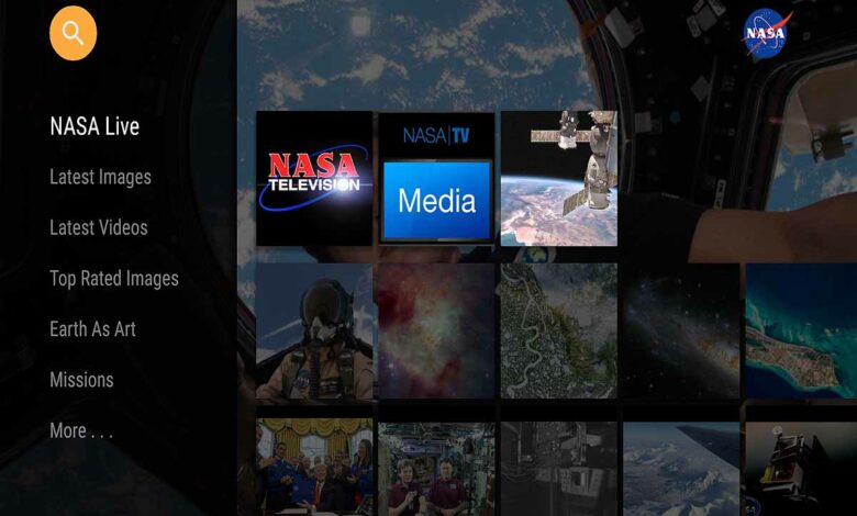 Capture d'écran de l'interface de la plateforme de contenu à la demande NASA +.