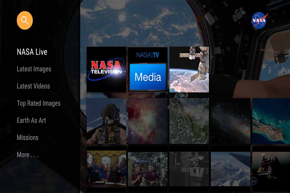 Capture d'écran de l'interface de la plateforme de contenu à la demande NASA +.