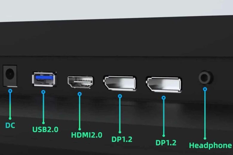 Compatible avec FreeSync G-SYNC USB HDMI2.0 2xDP1.2 Sortie audio horizontale et verticale Support VESA.