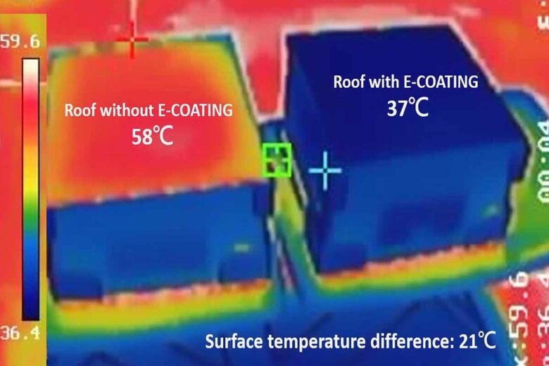 Des mesures prises sur un toit avec et sans la peinture ont permis de constater une différence de 21°.