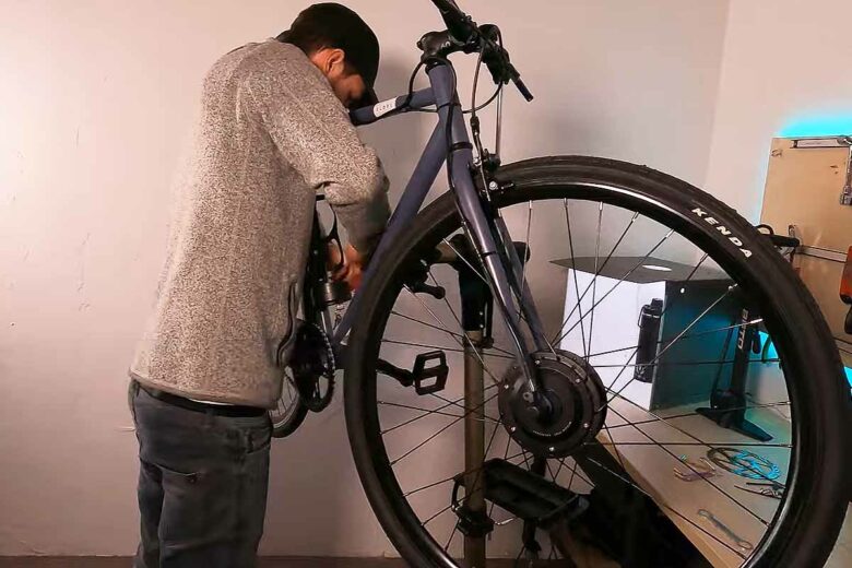 Une installation rapide pour convertir simplement un vélo à l'électrique.