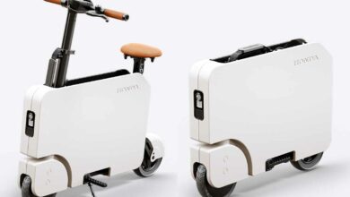 Un appareil de transport électrique qui peut se transformer en petite valise (et vice versa).