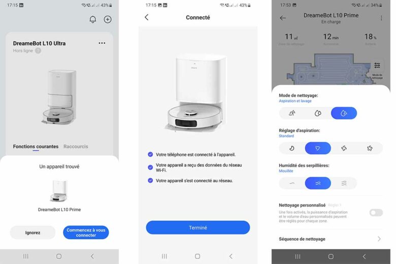 L'appairage de l'aspirateur avec l'application Dreame.