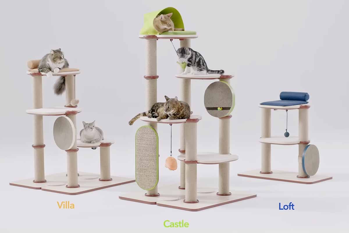 Un arbre à chat modulable et décliné en trois versions.