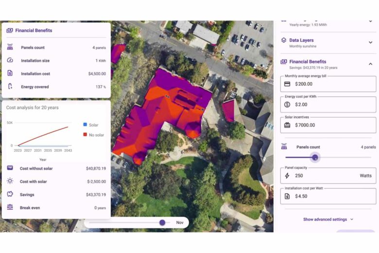 Une application pour déterminer le potentiel solaire des bâtiments.