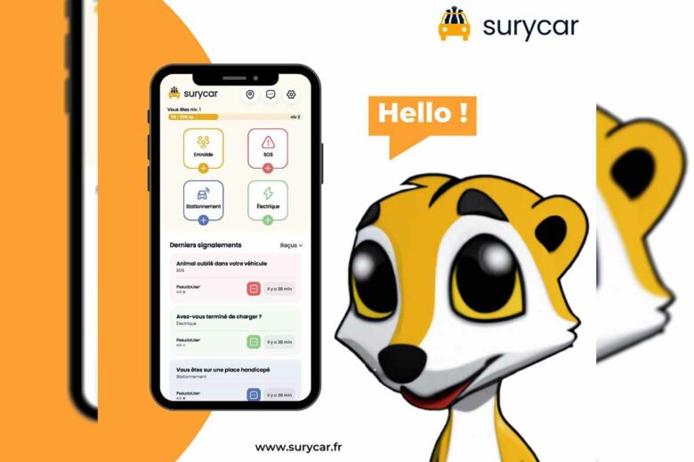 L'application Surycar dispose de quatre modules: entraide, SOS, stationnement et VE.