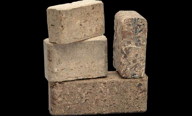 La biomasse végétale est compressée et enrobée avant d'être enfouie pour séquestrer le CO₂.