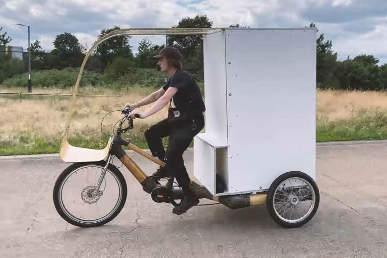 Le cadre du prototype est fabriqué à partir de bambou Guadua, de lin et d'aluminium recyclé.