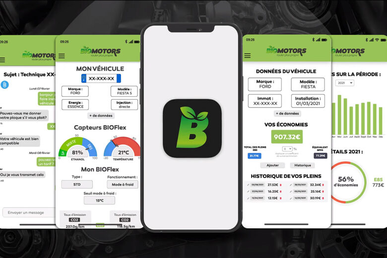 Avec l'application Biomotors, vous pouvez retrouver toutes sortes d'informations à propos du kit de conversion installé.