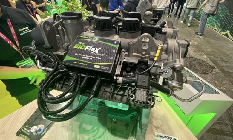Le kit de conversion Biomotors présenté au mondial de l'automobile de Paris.