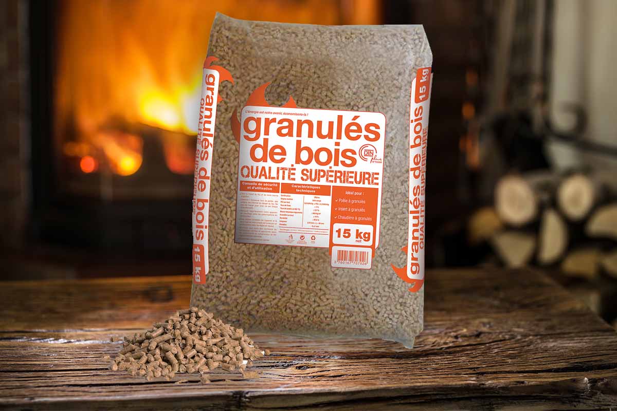 Achat Pellets de bois : Sac de Pellets Bois d'Or, Sac de Granulés de bois