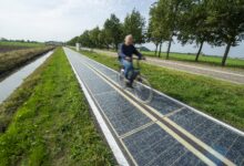 Une piste cyclable solaire aux Pays-Bas.