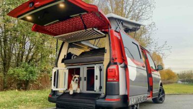 Le van de Flowcamper est conçu pour le transport et le confort de vos compagnons canins.