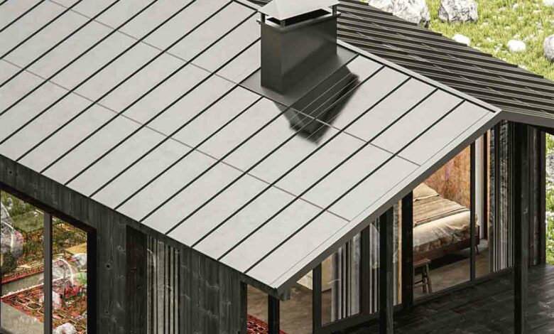 Une toiture complète en panneaux photovoltaïques donne un aspect nordique à cette maison sur pilotis.
