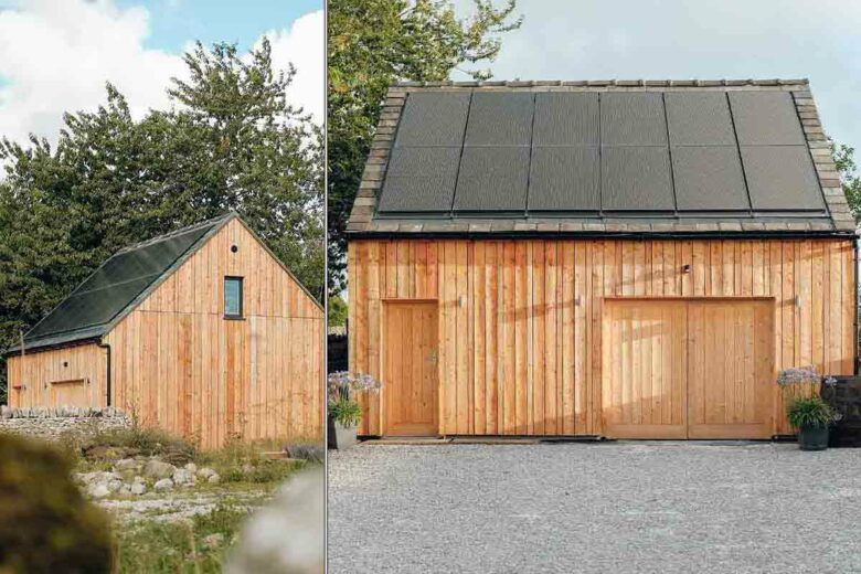 Une WikiHouse avec des panneaux solaires.