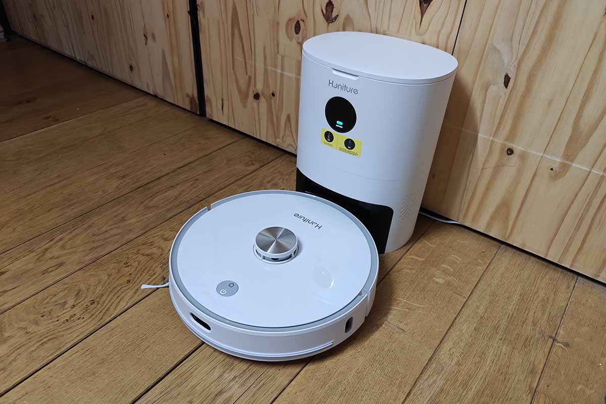 HONITURE Robot Aspirateur Laveur avec Station de Vidange Automatique