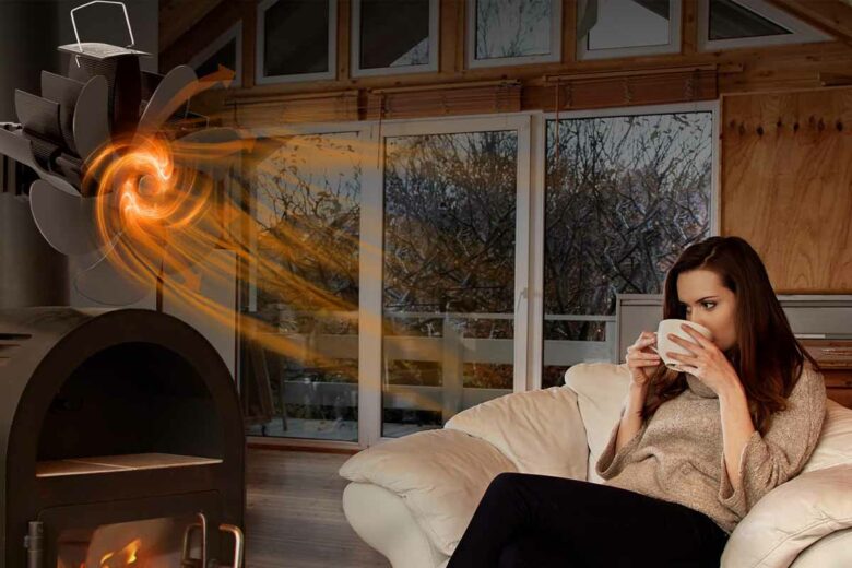 Redirigez la chaleur vers le centre de la pièce avec un ventilateur de poêle à bois.