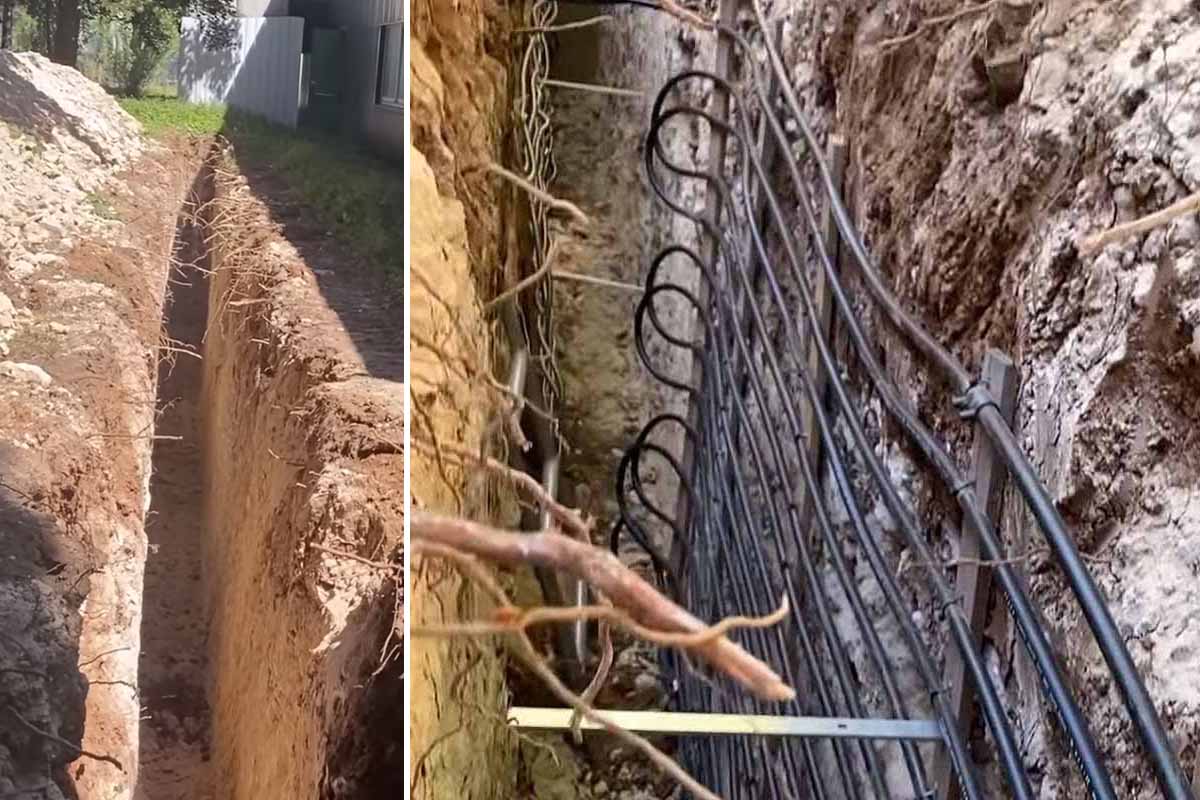 Chauffer un bâtiment avec un mur géothermique nécessite la réalisation d'une tranchée.