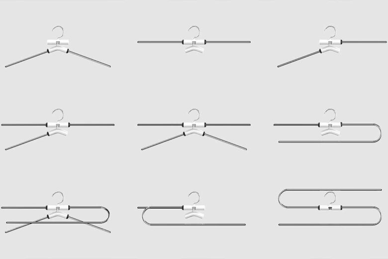 Les différentes possibilités du cintre modulaire pour ranger vos vêtements.