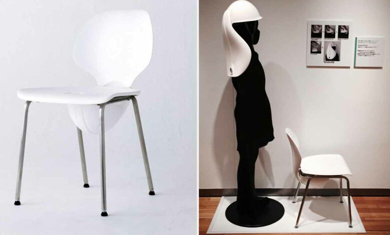 La chaise Mamoris est également un casque de protection.
