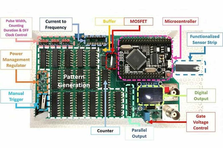 Le circuit imprimé dans un biocapteur à base de salive pour détecter le cancer.