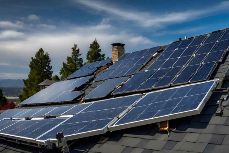 Des panneaux solaires sur le toit d'une maison pour réduire ses factures d'électricité.