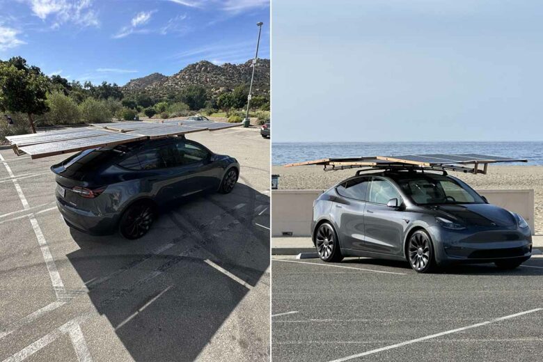 Une Tesla équipée de panneaux solaires, c'est le défi que s'est lancé un propriétaire.