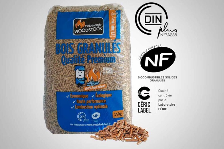 Les pellets Woodstock sont certifiés par les normes NF et DINPlus, gage de qualité pour votre poêle.