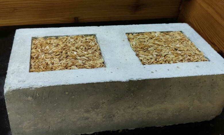 Un béton composé de granulats recyclés et de cendres de balle de riz.